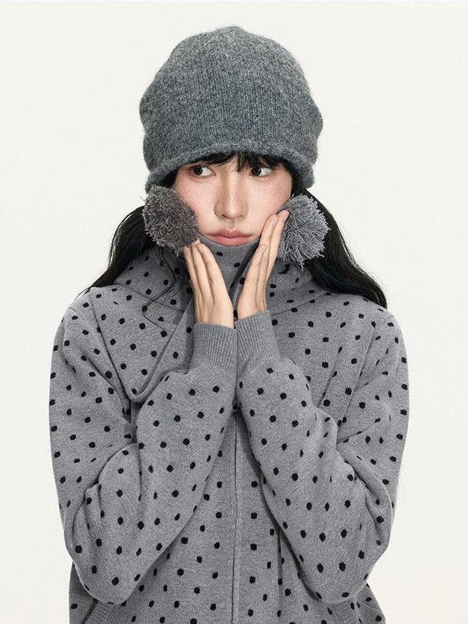 NAPSNAPS Polka Dot Hooded Zip Knit Women&