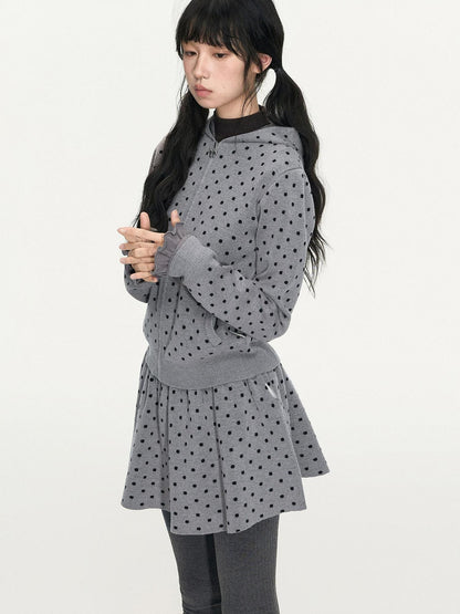NAPSNAPS Polka Dot Hooded Zip Knit Women&