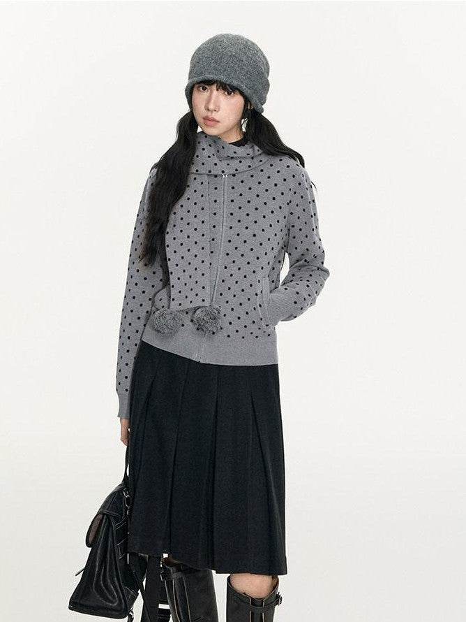 NAPSNAPS Polka Dot Hooded Zip Knit Women&