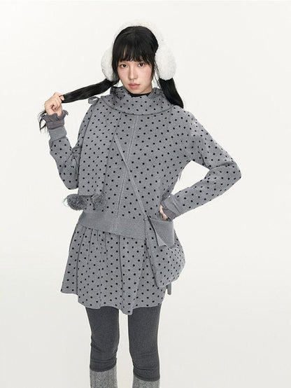 NAPSNAPS Polka Dot Hooded Zip Knit Women&