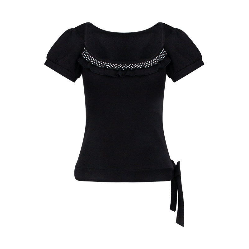 NAPSNAPS_Polka_Dot_Lace_Tie_Low_Neck_Slim_Women&