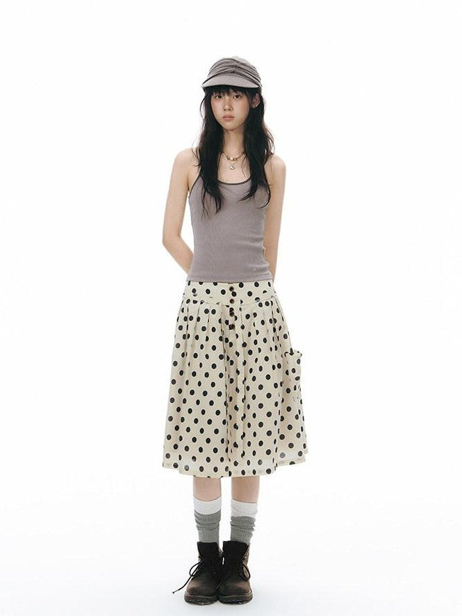 NAPSNAPS Polka Dot Plaid Button Tie A Line Women&