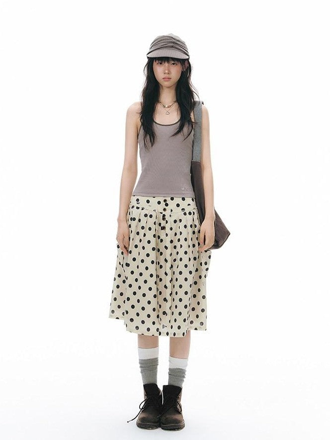 NAPSNAPS Polka Dot Plaid Button Tie A Line Women&