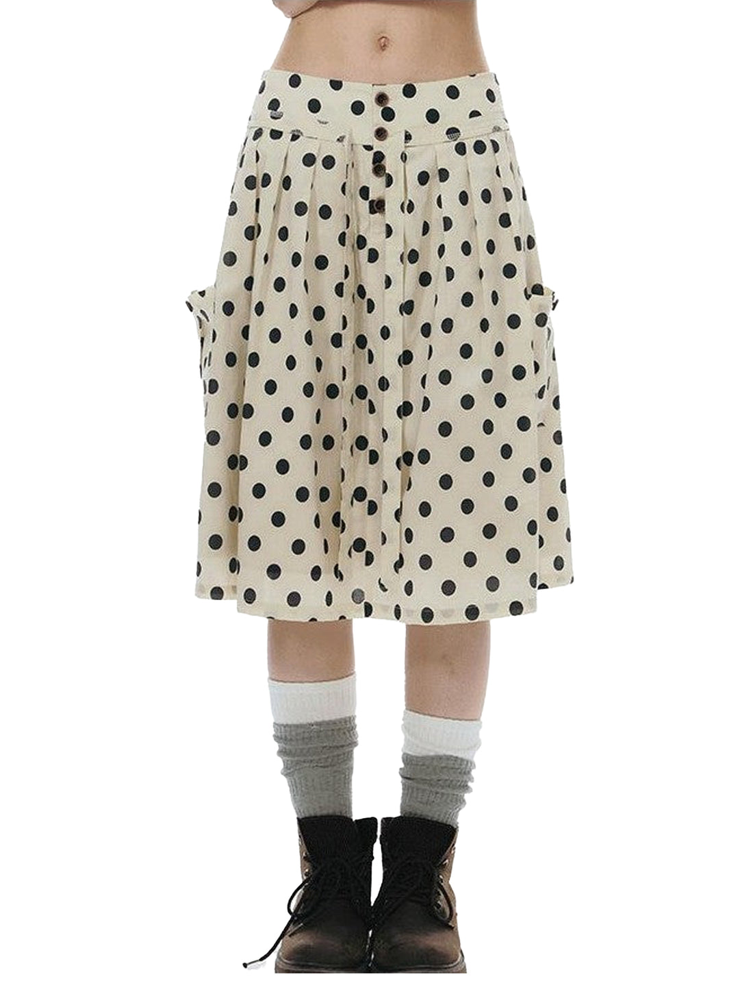 NAPSNAPS Polka Dot Plaid Button Tie A Line Women&
