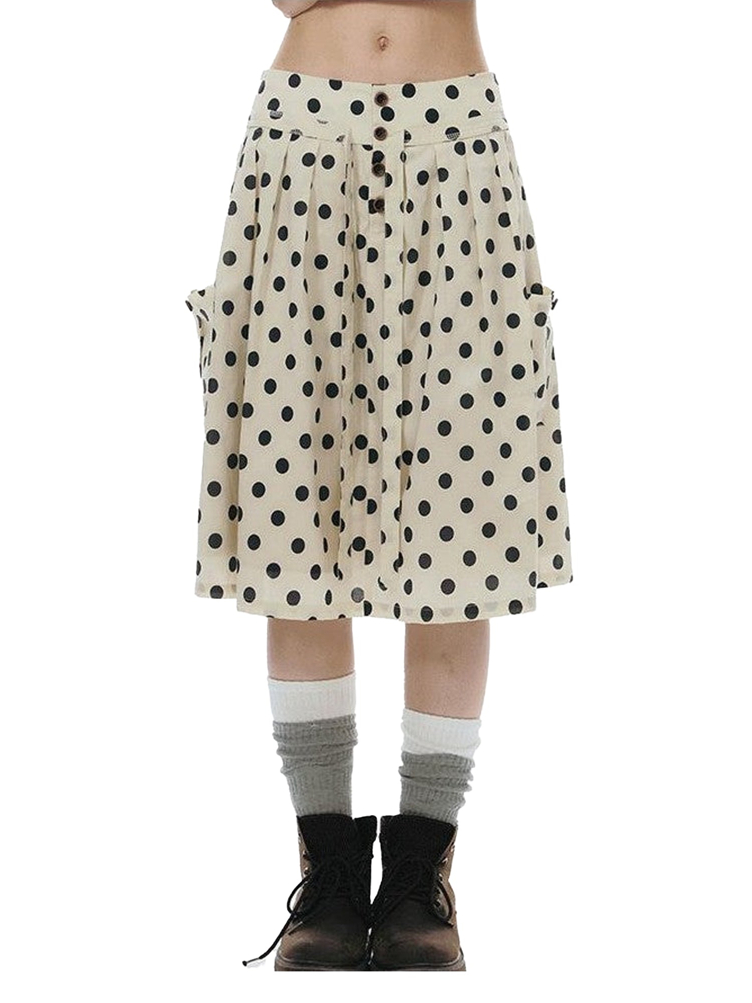 NAPSNAPS Polka Dot Plaid Button Tie A Line Women&