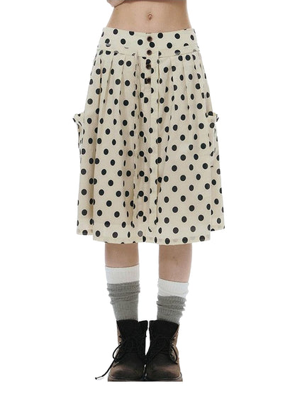 NAPSNAPS Polka Dot Plaid Button Tie A Line Women&