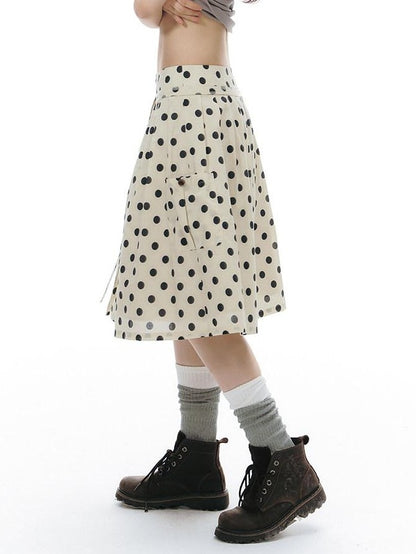 NAPSNAPS Polka Dot Plaid Button Tie A Line Women&