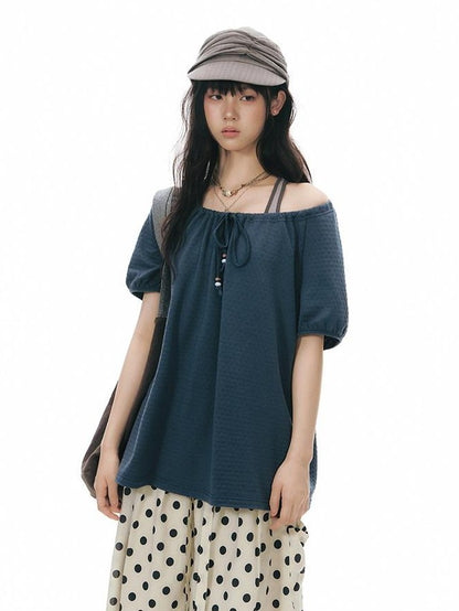 NAPSNAPS Polka Dot Plaid Button Tie A Line Women&