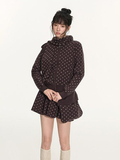 NAPSNAPS Polka Dot Pom Pom Knitted Double Layer Women&