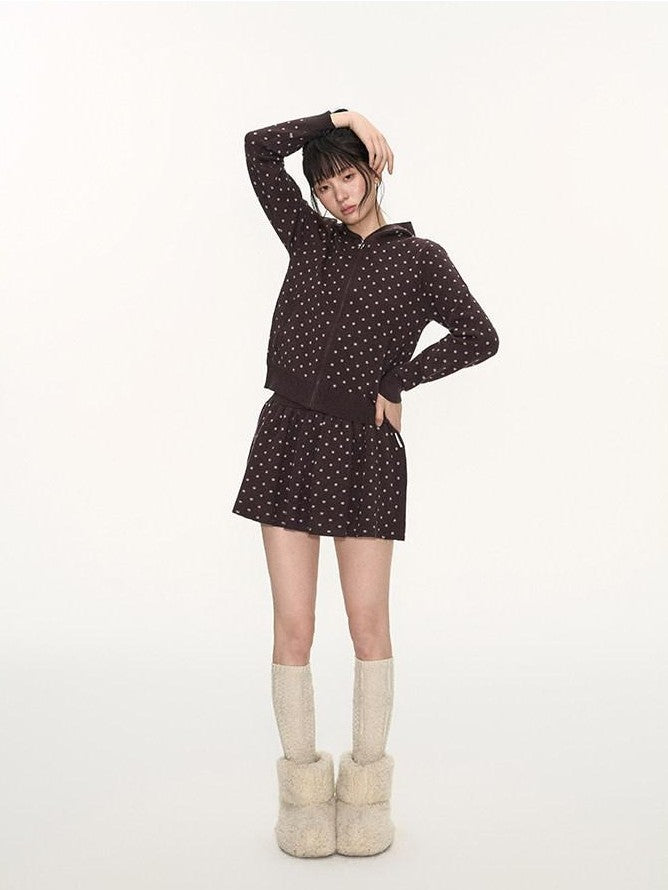 NAPSNAPS Polka Dot Pom Pom Knitted Double Layer Women&