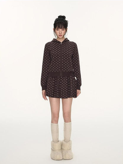 NAPSNAPS Polka Dot Pom Pom Knitted Double Layer Women&