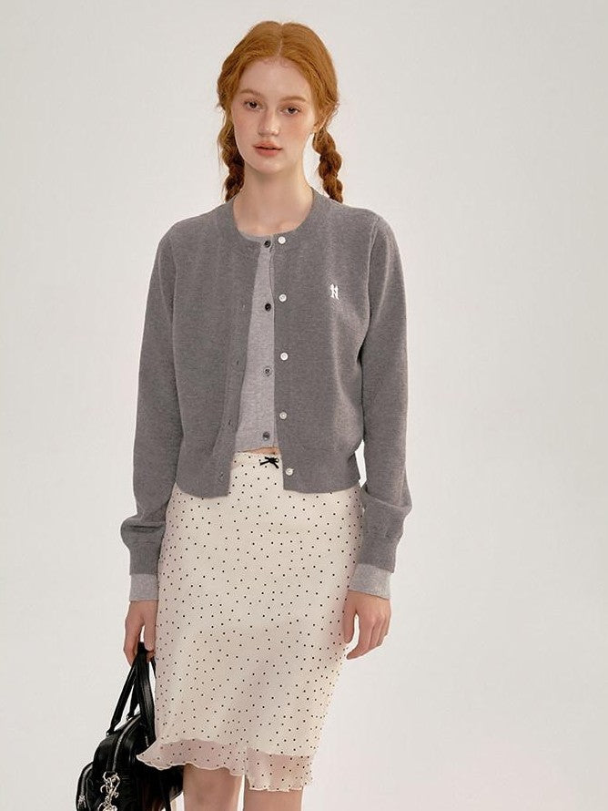 NAPSNAPS Polka Dot Print Lace A Line Mid Waist Women&