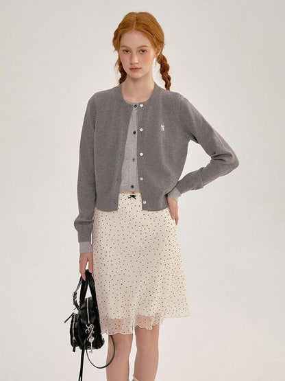 NAPSNAPS Polka Dot Print Lace A Line Mid Waist Women&