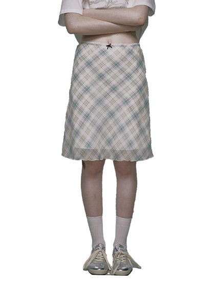 NAPSNAPS Polka Dot Print Lace A Line Mid Waist Women&
