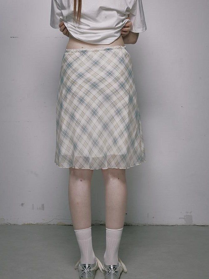 NAPSNAPS Polka Dot Print Lace A Line Mid Waist Women&
