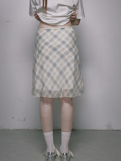 NAPSNAPS Polka Dot Print Lace A Line Mid Waist Women&