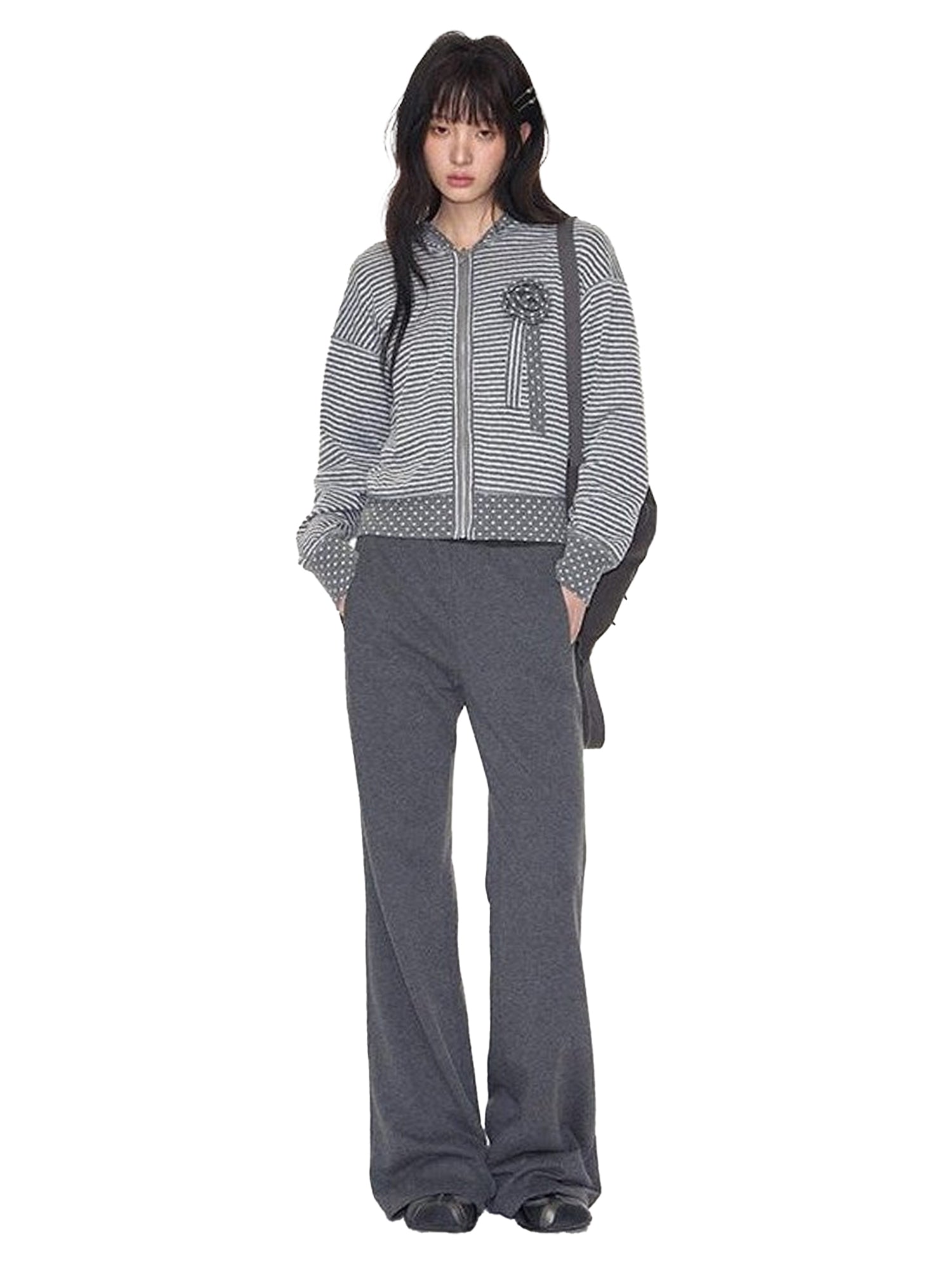 NAPSNAPS Polka Dot Reversible Rabbit Ear Zip Up Women&