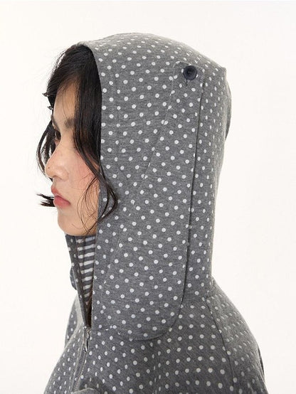 NAPSNAPS Polka Dot Reversible Rabbit Ear Zip Up Women&