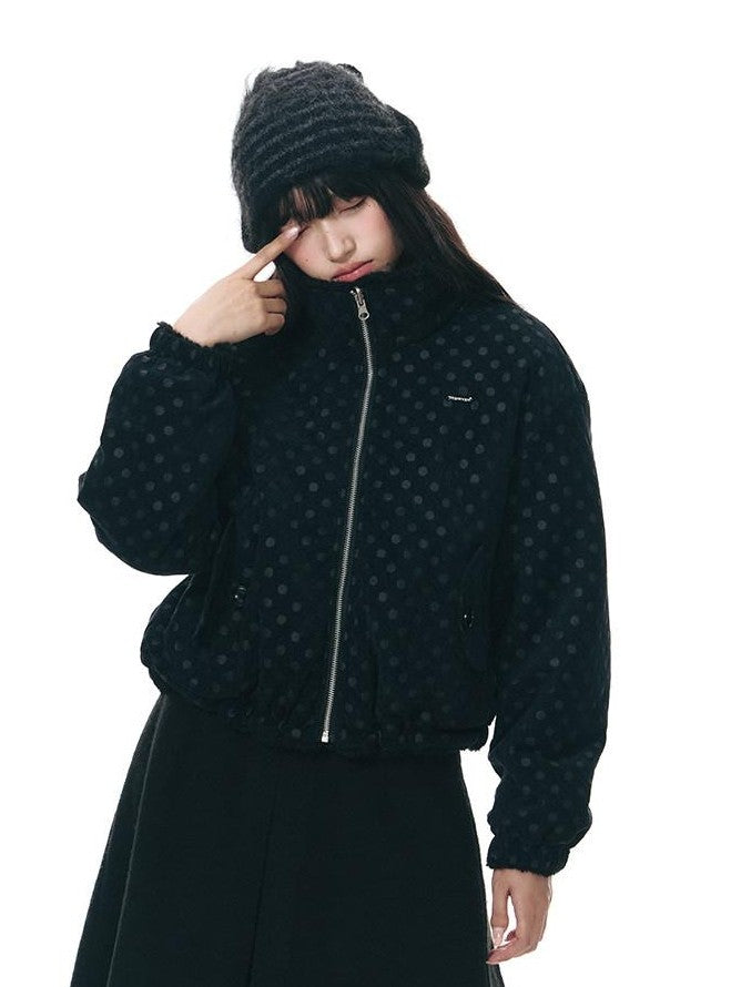 NAPSNAPS Polka Dot Reversible Stand Collar Women&