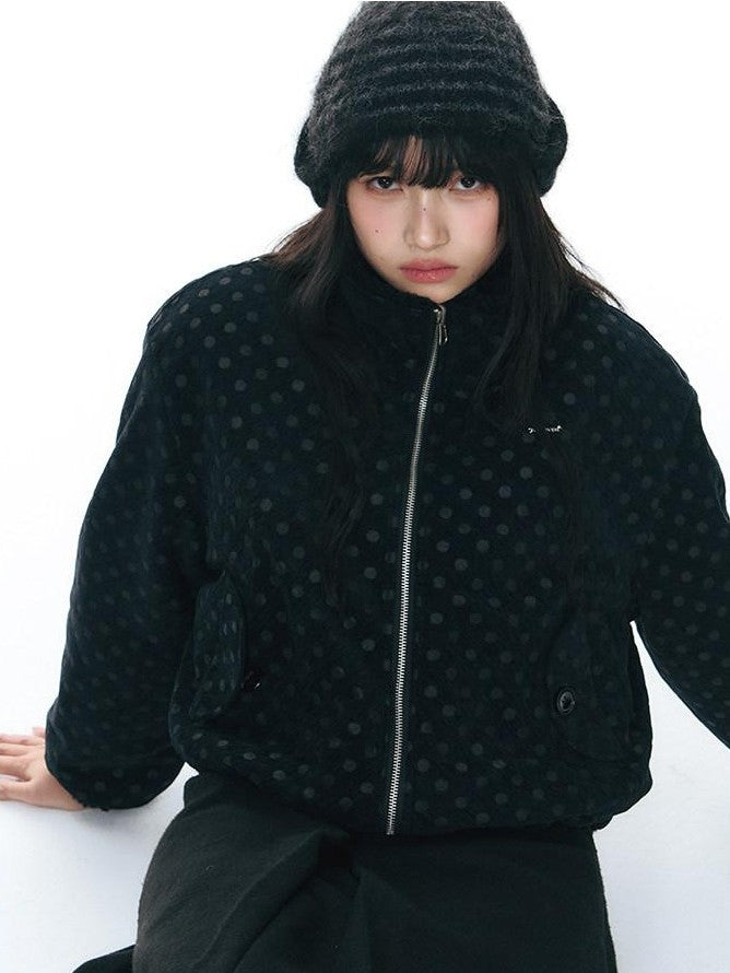 NAPSNAPS Polka Dot Reversible Stand Collar Women&