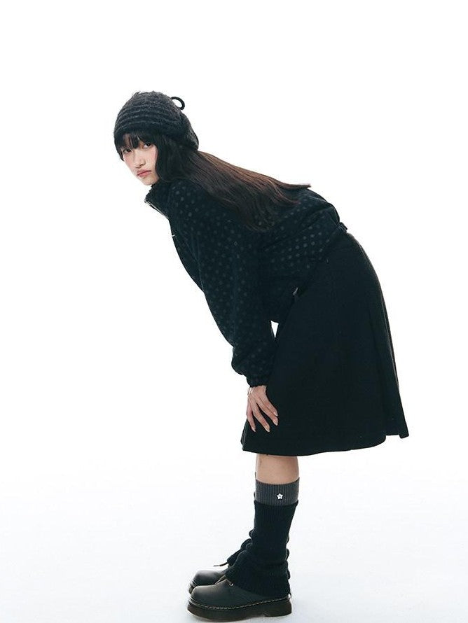 NAPSNAPS Polka Dot Reversible Stand Collar Women&