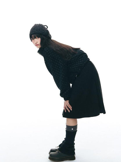 NAPSNAPS Polka Dot Reversible Stand Collar Women&