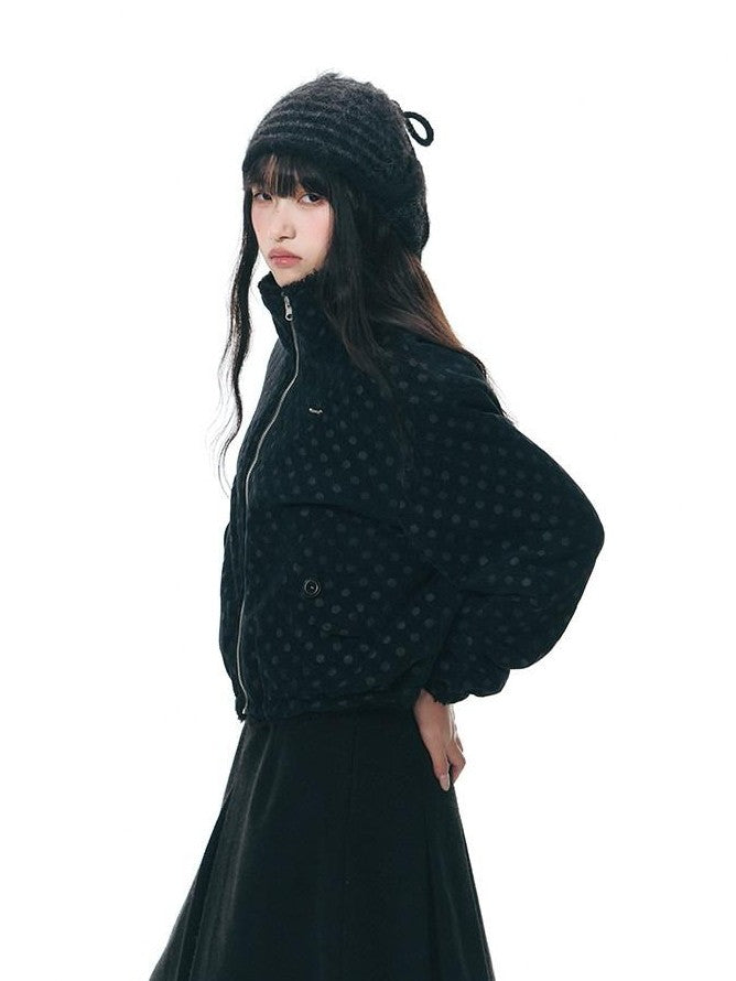 NAPSNAPS Polka Dot Reversible Stand Collar Women&