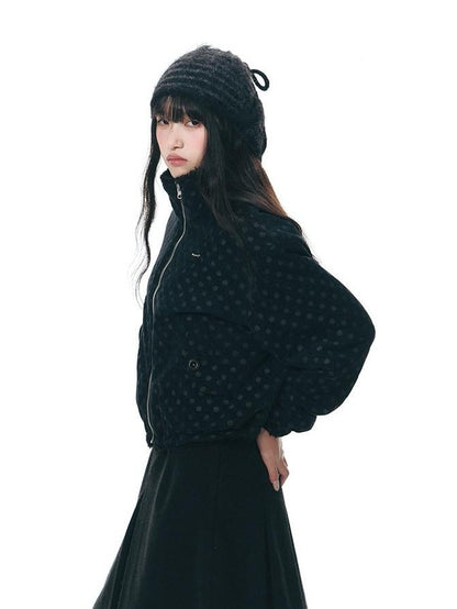 NAPSNAPS Polka Dot Reversible Stand Collar Women&