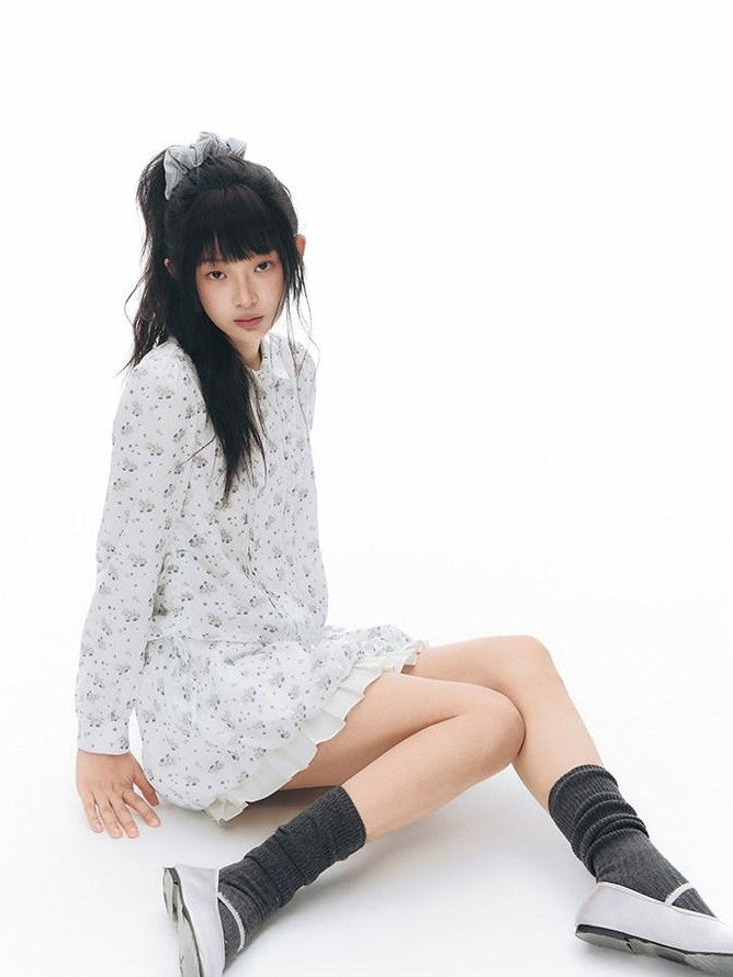 NAPSNAPS Pony Print Puff Sleeve Collared Women&