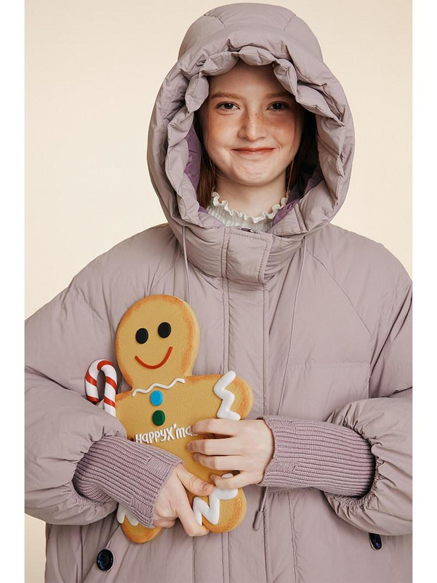 NAPSNAPS Puffer Zipper Patchwork Hooded Loose Women&