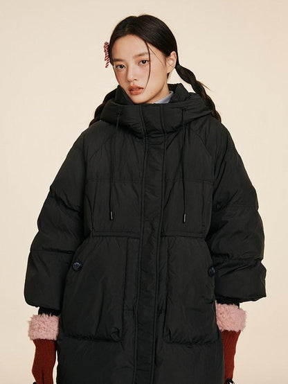 NAPSNAPS Puffer Zipper Patchwork Hooded Loose Women&