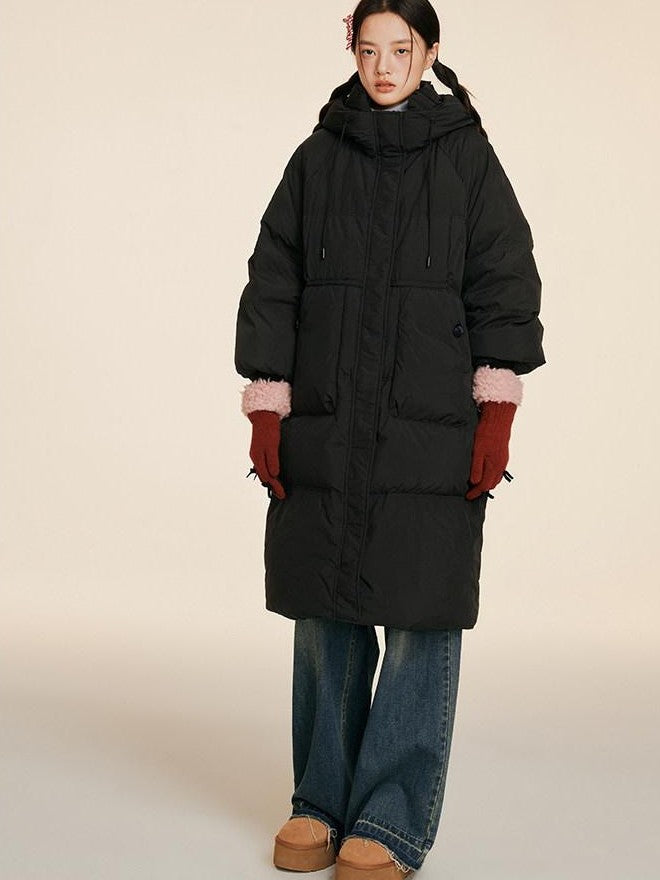 NAPSNAPS Puffer Zipper Patchwork Hooded Loose Women&
