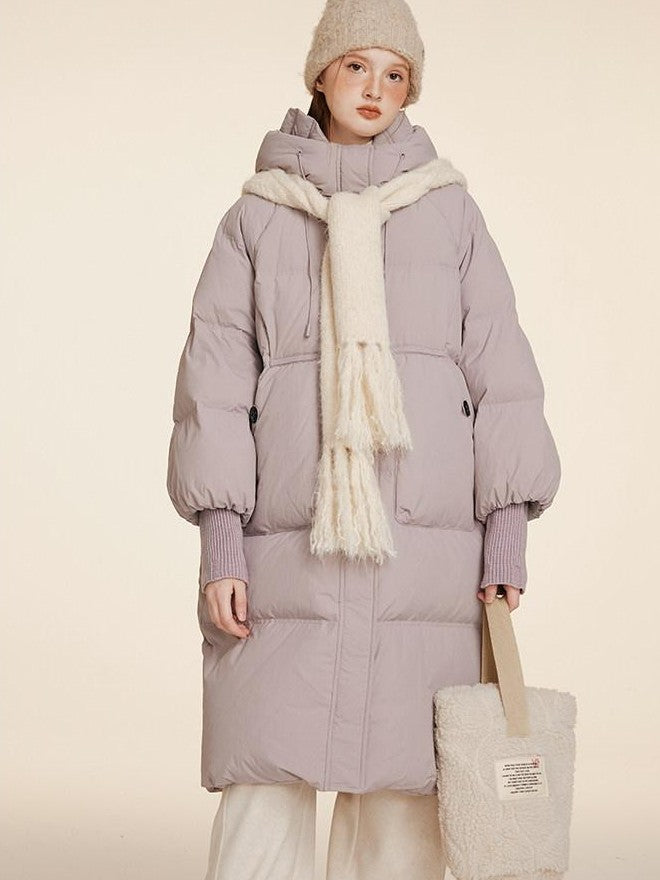 NAPSNAPS Puffer Zipper Patchwork Hooded Loose Women&