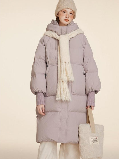 NAPSNAPS Puffer Zipper Patchwork Hooded Loose Women&