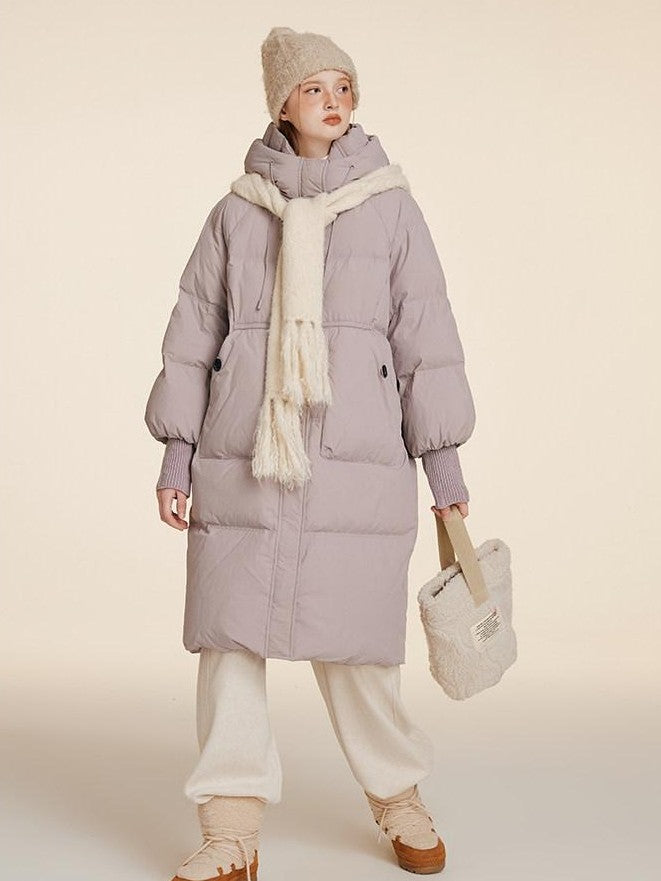 NAPSNAPS Puffer Zipper Patchwork Hooded Loose Women&