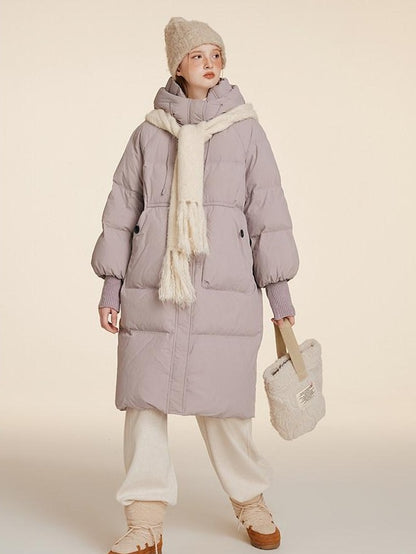 NAPSNAPS Puffer Zipper Patchwork Hooded Loose Women&