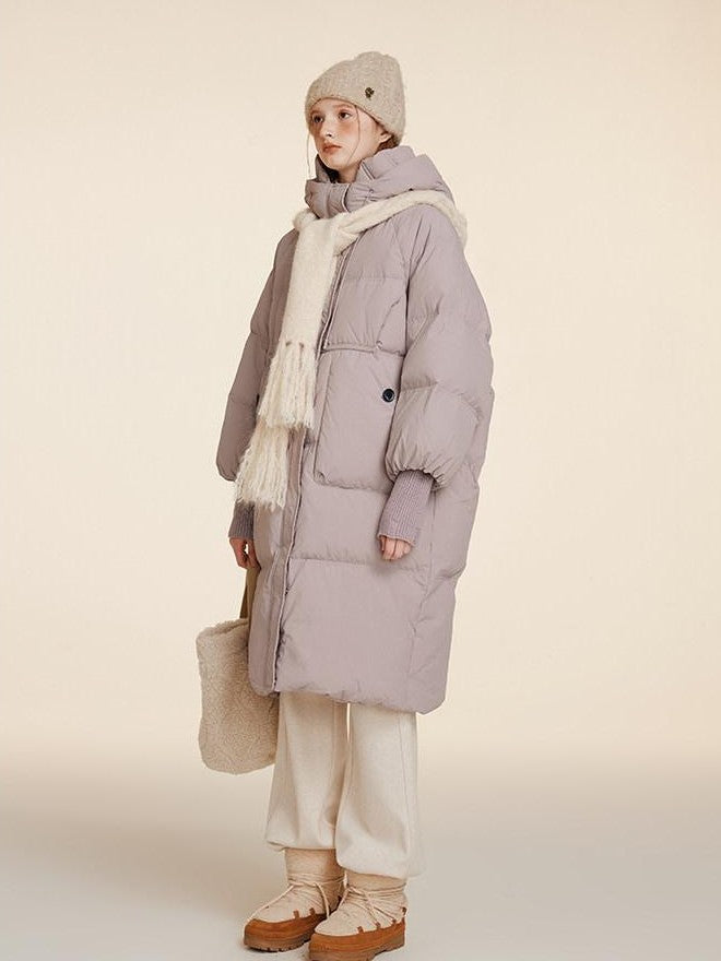 NAPSNAPS Puffer Zipper Patchwork Hooded Loose Women&