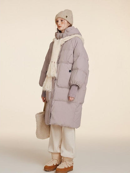 NAPSNAPS Puffer Zipper Patchwork Hooded Loose Women&