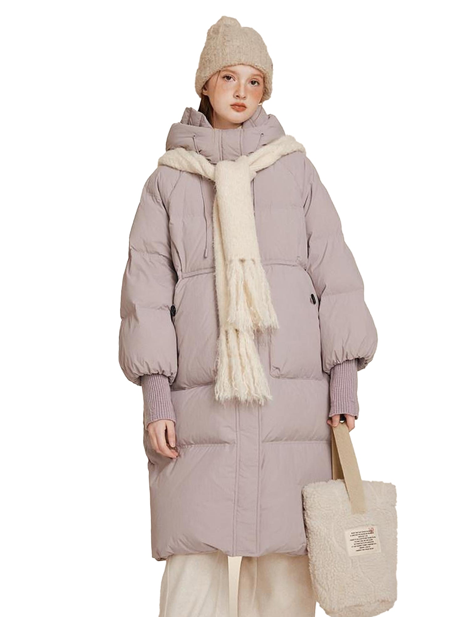 NAPSNAPS Puffer Zipper Patchwork Hooded Loose Women&