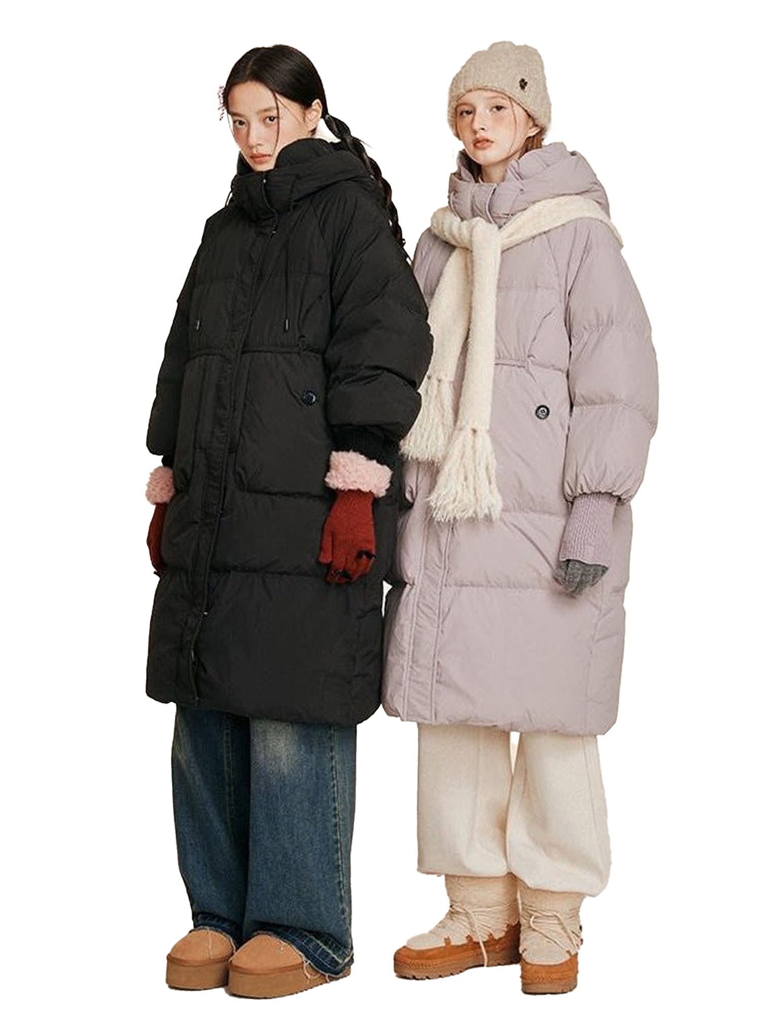 NAPSNAPS Puffer Zipper Patchwork Hooded Loose Women&