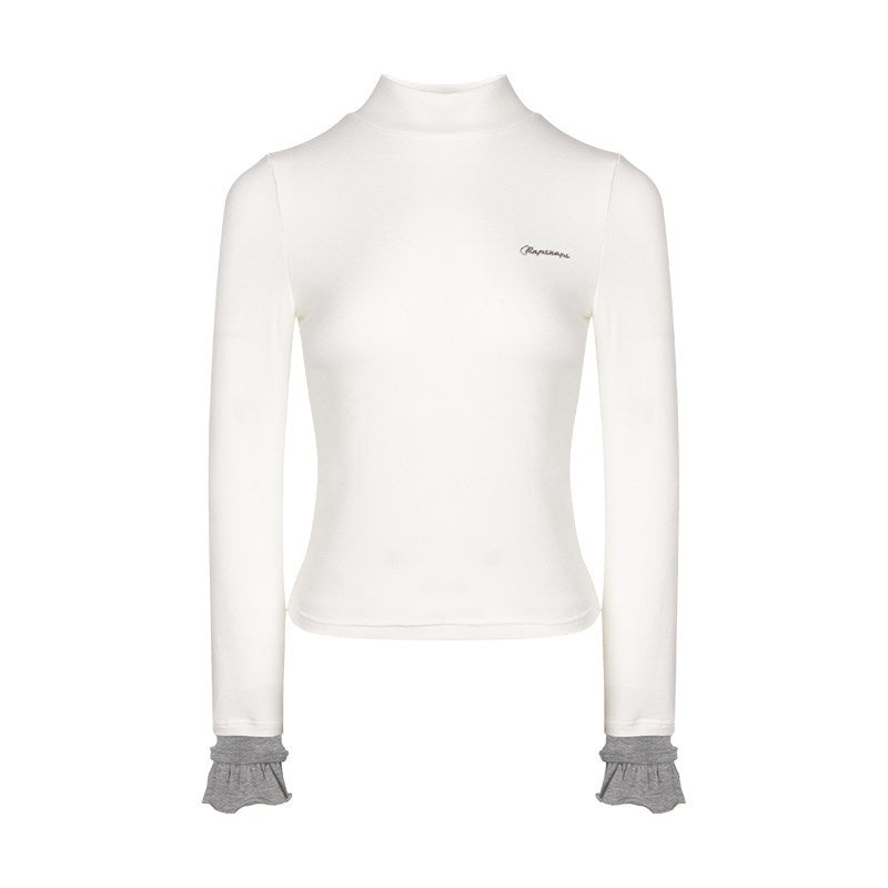 NAPSNAPS_Raspberry_Colorblock_Ruffle_Cuff_Mock_Half_Collar_Women&