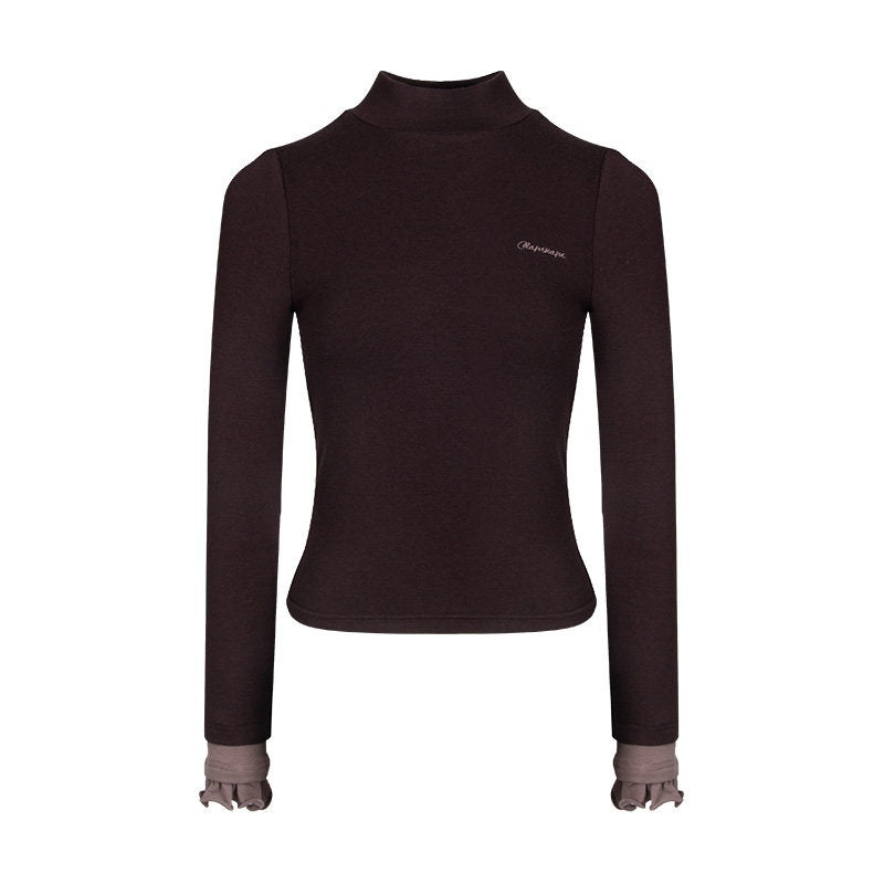 NAPSNAPS_Raspberry_Colorblock_Ruffle_Cuff_Mock_Half_Collar_Women&