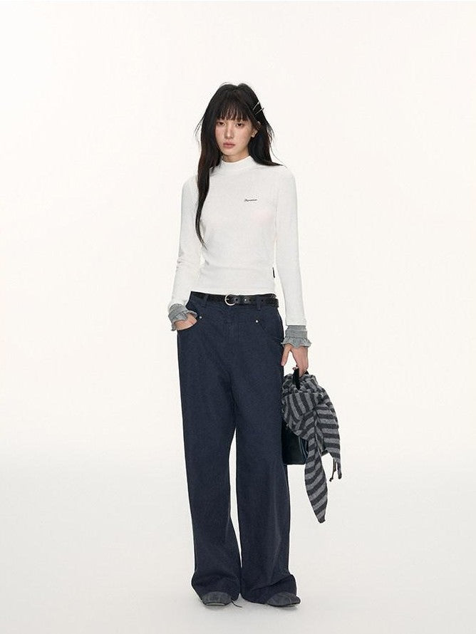 NAPSNAPS Raspberry Colorblock Ruffle Cuff Mock Half Collar Women&