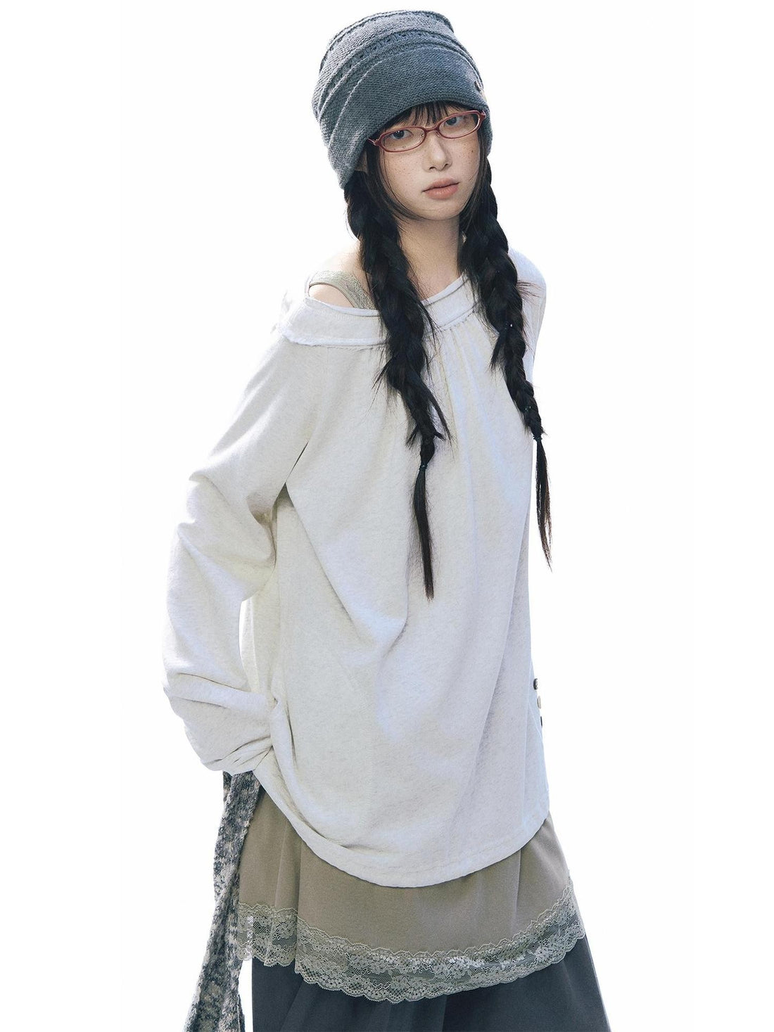 NAPSNAPS Raw Hem Drawstring Loose Fit Women&