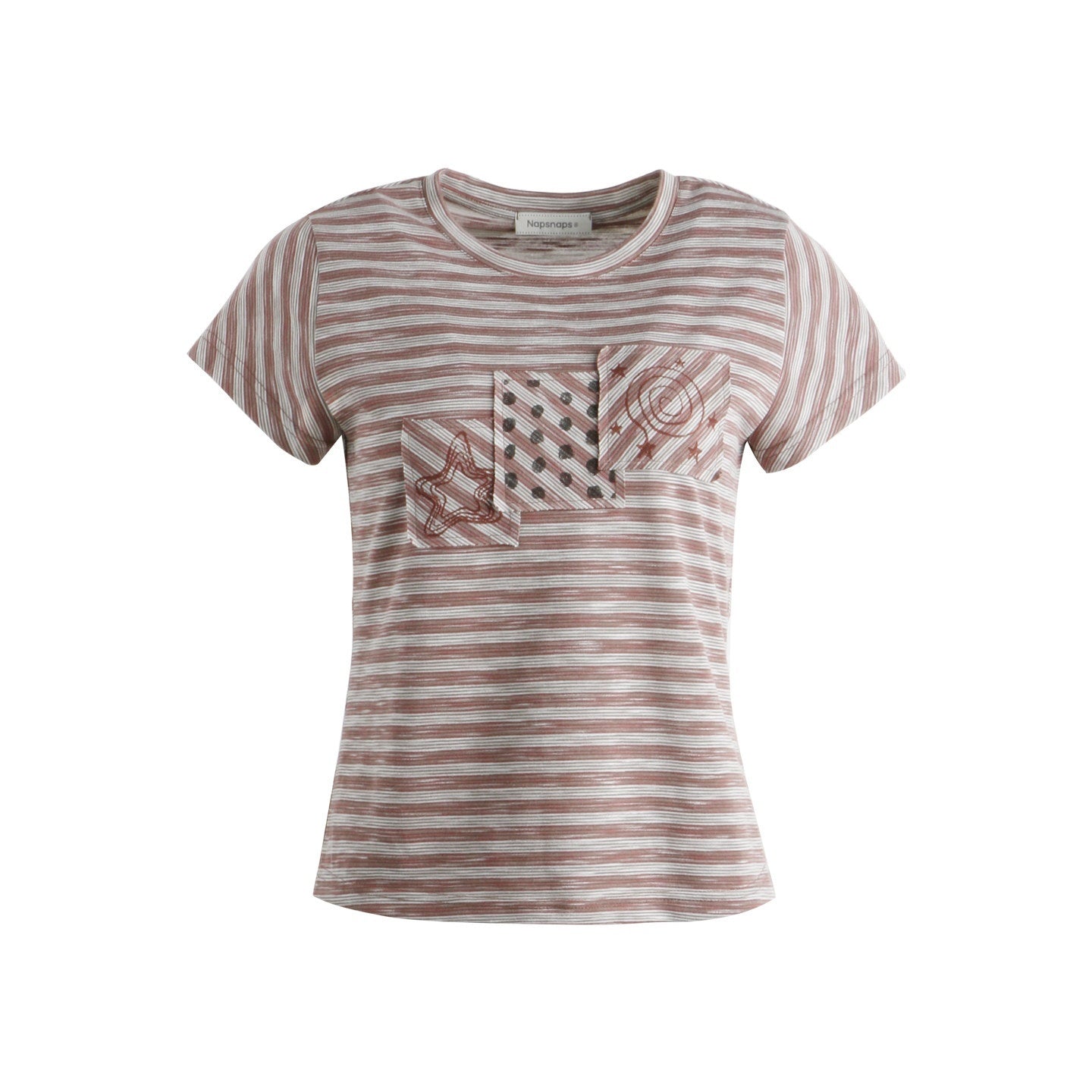 NAPSNAPS_Red_Coffee_Striped_Applique_Flutter_Women&