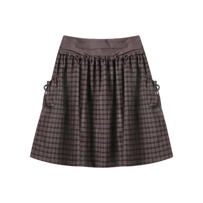 NAPSNAPS_Red_Plaid_Large_Pocket_Patchwork_Pleated_Waist_Women&