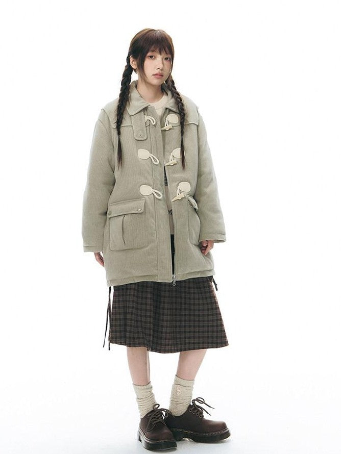 NAPSNAPS Red Plaid Large Pocket Patchwork Pleated Waist Women&