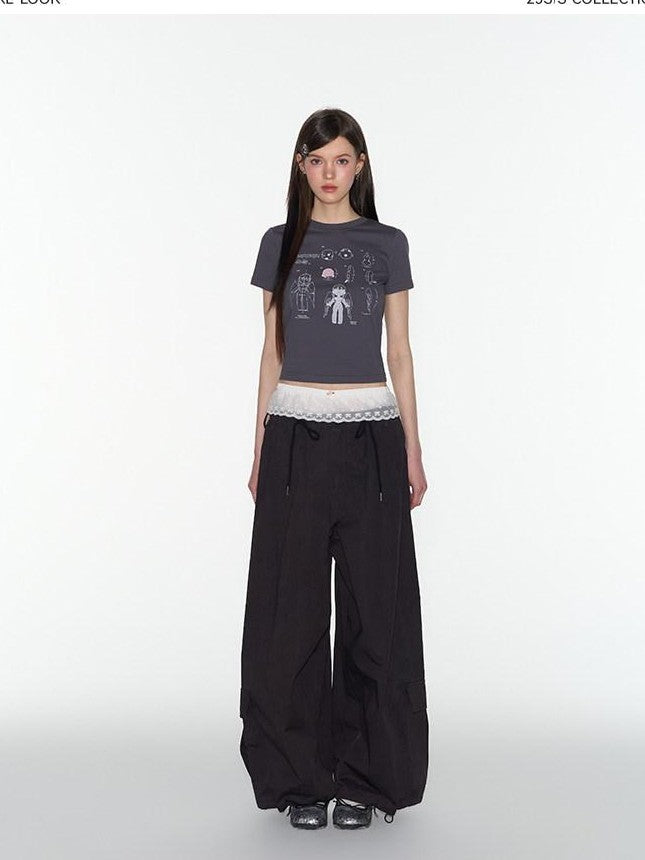 NAPSNAPS Relaxed Drawstring Pockets Low Waist Women&