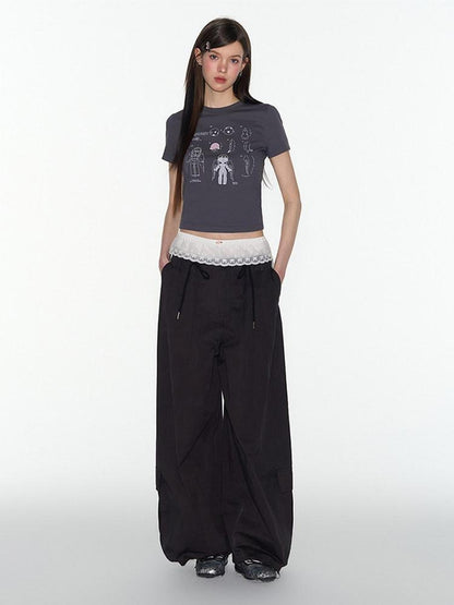 NAPSNAPS Relaxed Drawstring Pockets Low Waist Women&