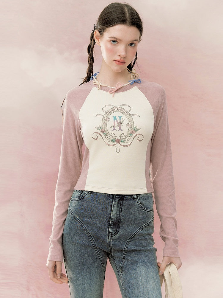 NAPSNAPS_Retro_Colorblock_Raglan_Print_Crop_Women&